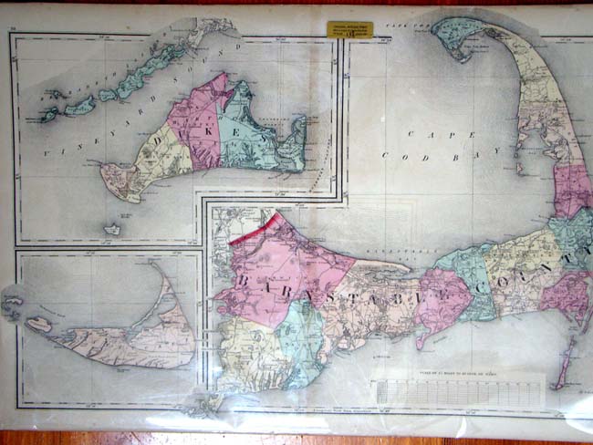 A Map of Cape Cod, Martha's Vineyard and Nantucket published in 1871